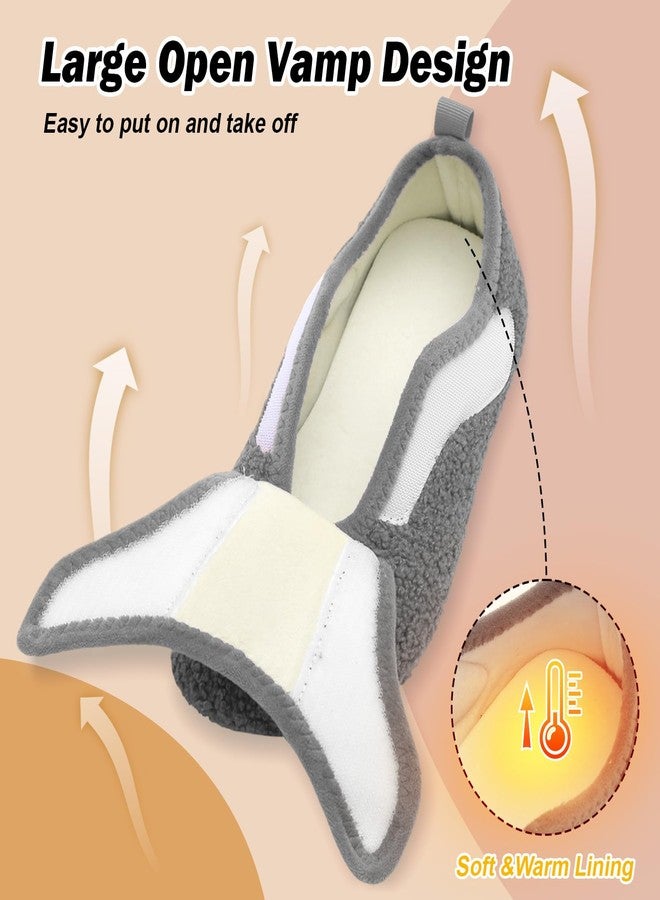 BARERUN Unisex Diabetic Slippers - Women's Edema Socks, Extra Wide Width, Grey 9.5-10 Women, 8-8.5 Men - Image 2